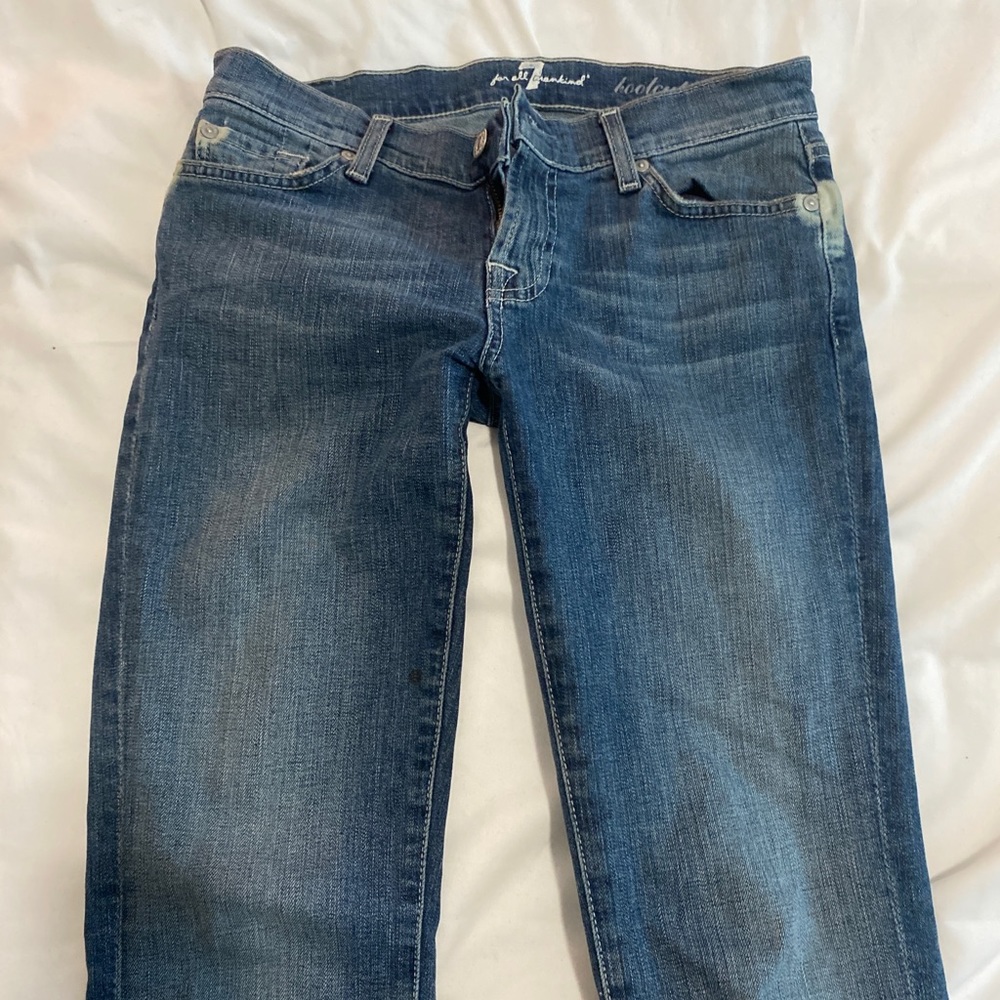 Free People low rise jeans with rhinestones on the back pants pockets